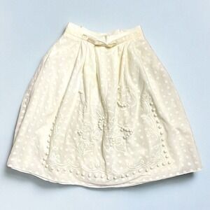 Lela Rose Women’s Ivory Lace Ribbon Beading A Line Skirt Size 4 Special Occasion